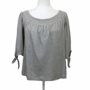 Lucky Brand Live In Love Womens Black White Striped Boat Neck Womens Size Small